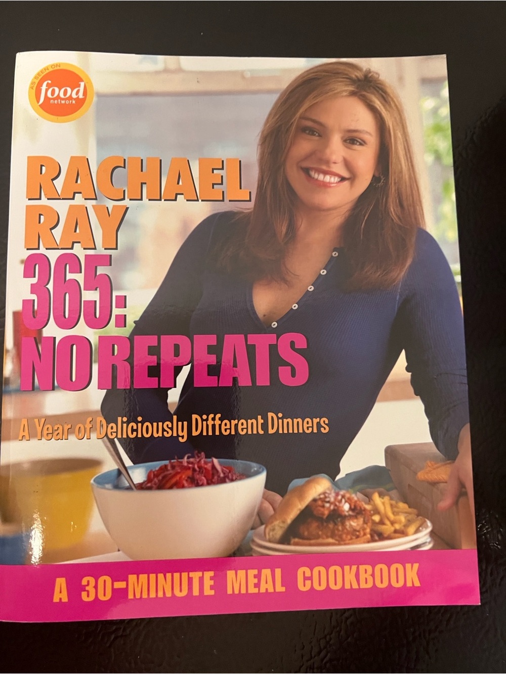 Rachael Ray 365 No Repeats Cookbook — Blue Cover with Pink Accents